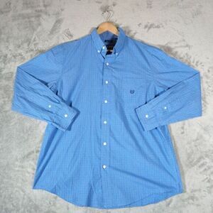 Chaps Shirt Mens Large Blue Button Down Long Sleeve Easy Care Casual‎ Preppy